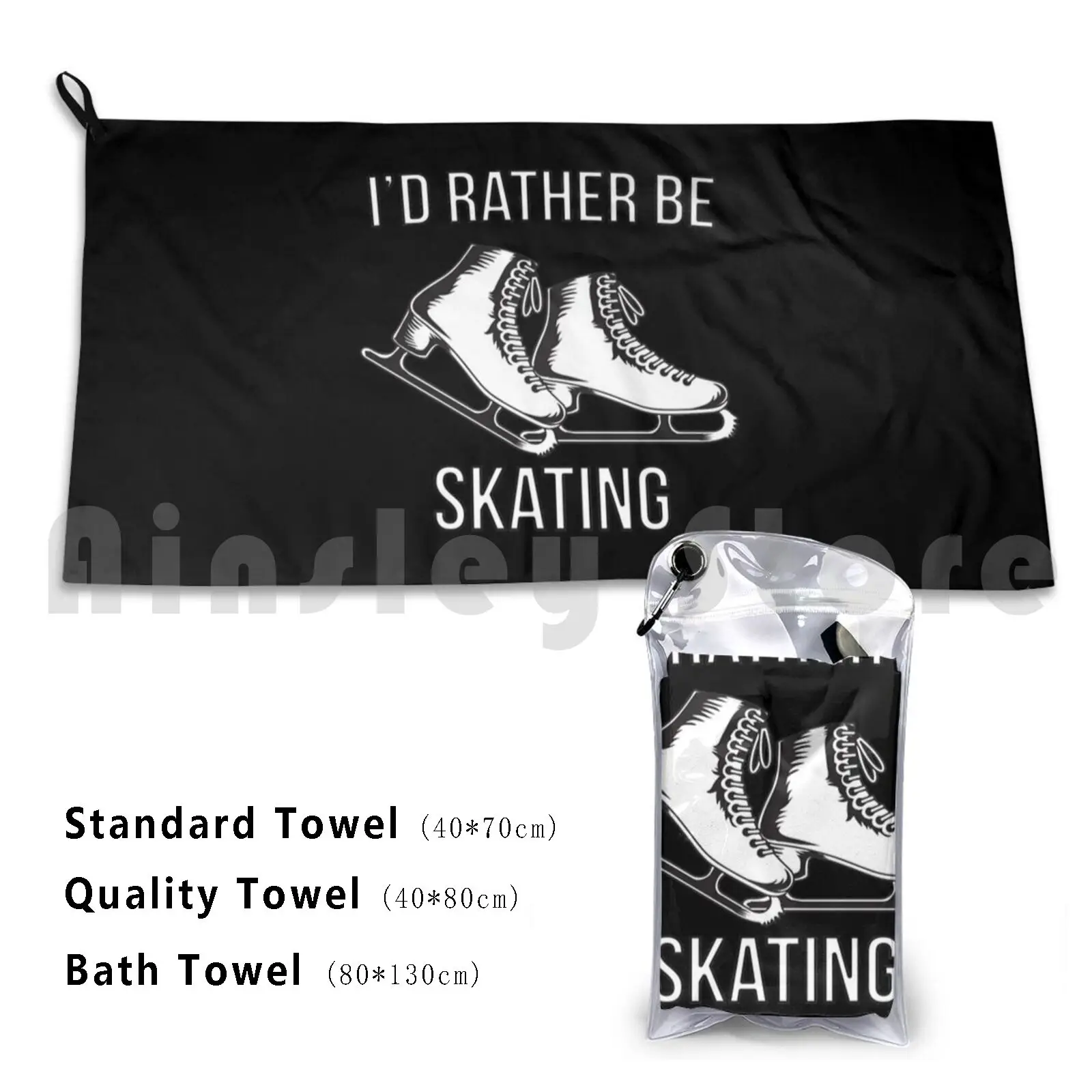 I'd Rather Be Skating Custom Towel Bath Towel Ice Skating Ice Skater Ice Skaters Figure Skating Figure