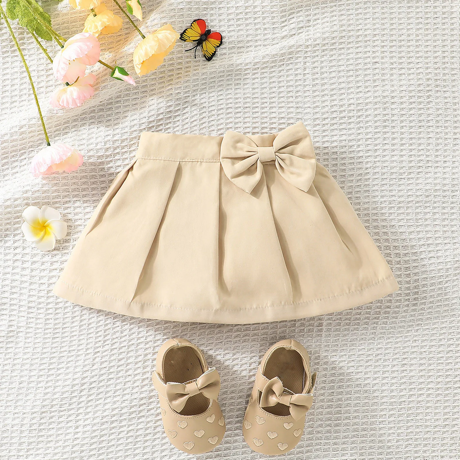 

Korean Style Kids Girl Cute Mini Pleated Skirts Bow Knoted Solid Color Skirt For Baby Girls Party Princess Skirts Tutus De NiñAs