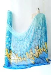 100cm*148cm Ice Blue Positioned Feather Chiffon Dress Scarf Soft Dropping Summer Fabric