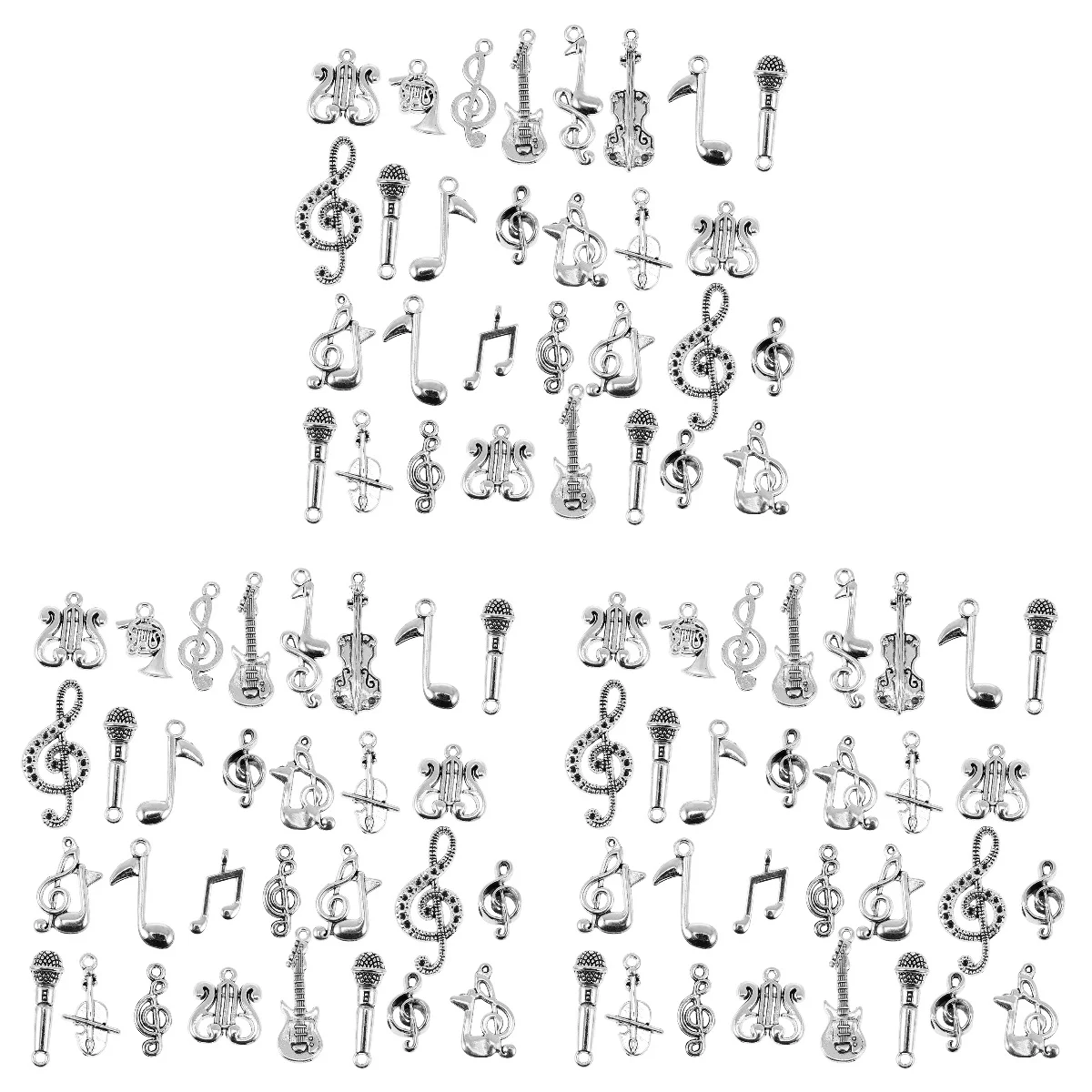 

Set of 3 Music Symbol Pendant Charm Bracelets Jewelry Pendants for Making Decor DIY Accessories Alloy