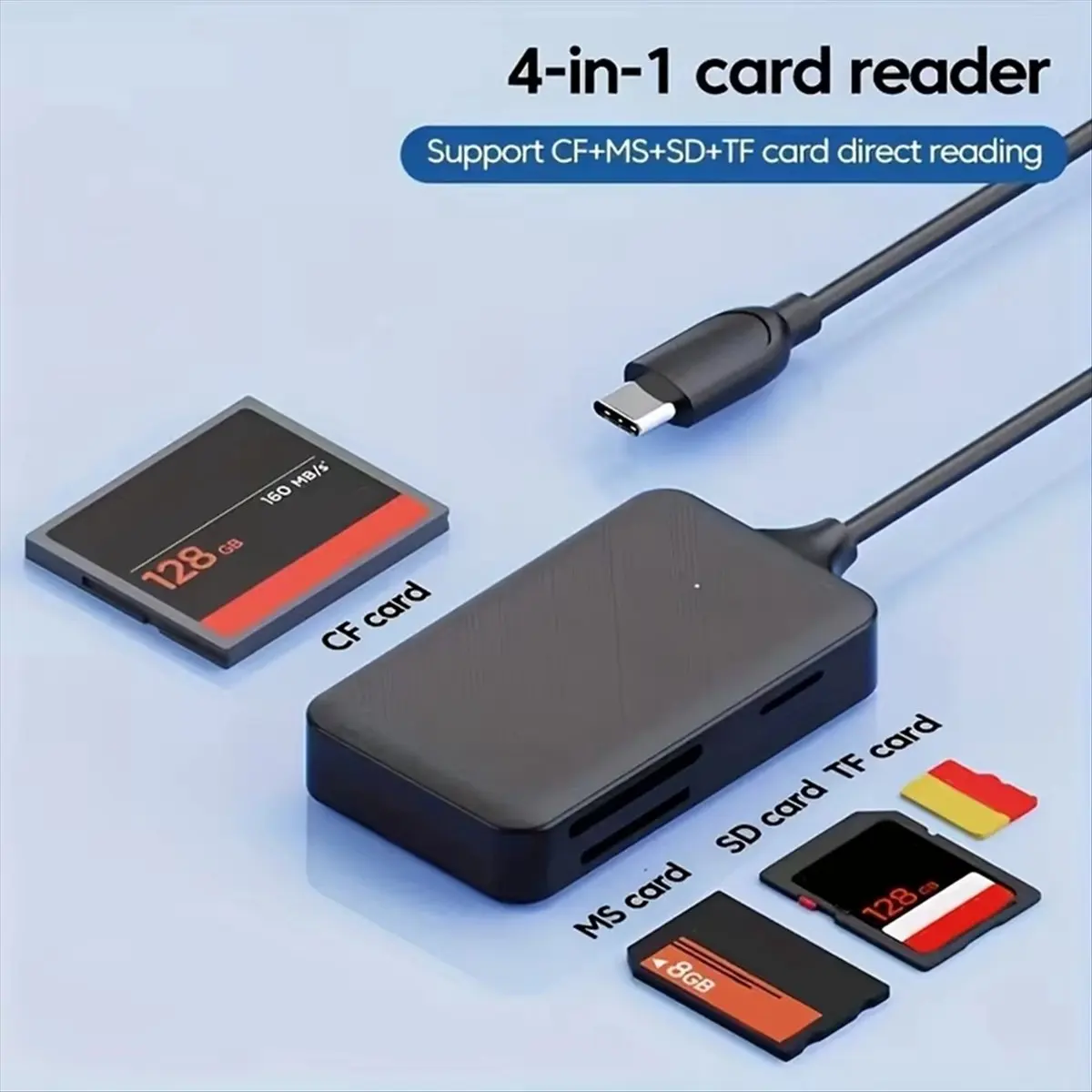 (A60I] 4-in-1 Card Reader Type C SD Micro-SD TF MS Memory Card Reader Adapter for Laptop PC Multi OTG Card Reader