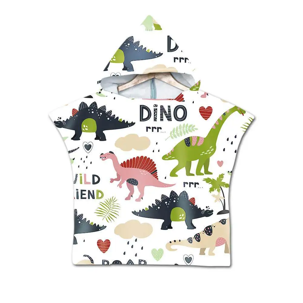 Cartoon Kids Cape Hooded Bath Towel Soft Absorbent Children's Beach Towel Printed Design Beach Cloak for Little Ones view 3