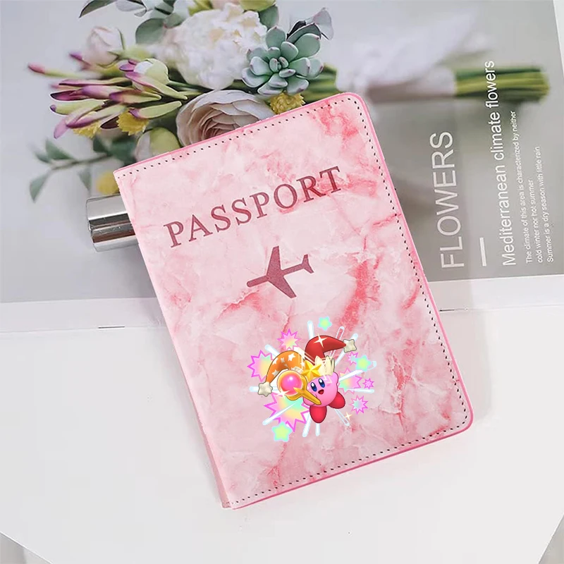 Kirbys Passport Covers Women Ultra-thin Document Holder Kawaii Anime Fashion Travel Passport Holder ID Card Covers Gift view 2