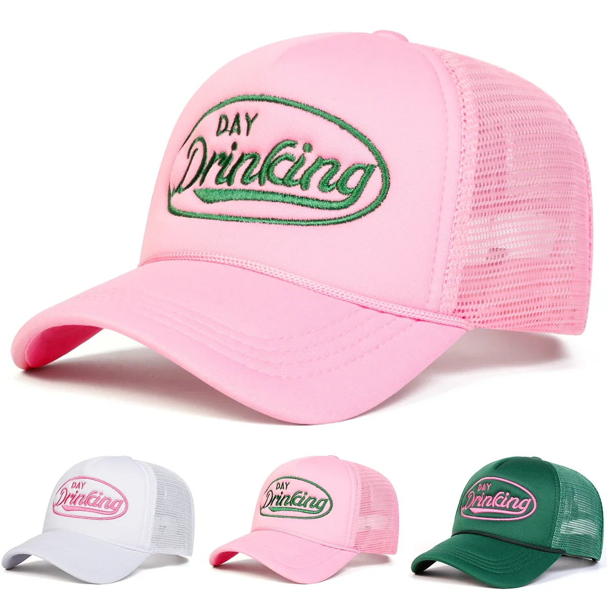 Unisex DAY DRINKING Letter Embroidery Baseball Net Caps Spri