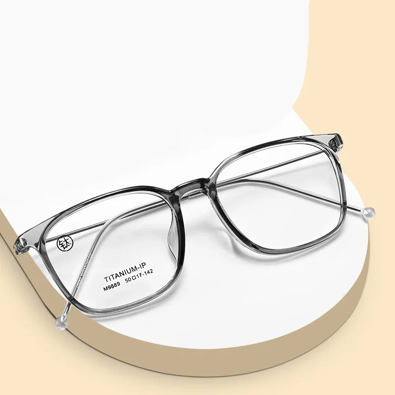 OLLYMURS ファッションレトロ眼鏡超軽量純チタン TR90 スクエア眼鏡光学処方メガネフレーム男性女性 988