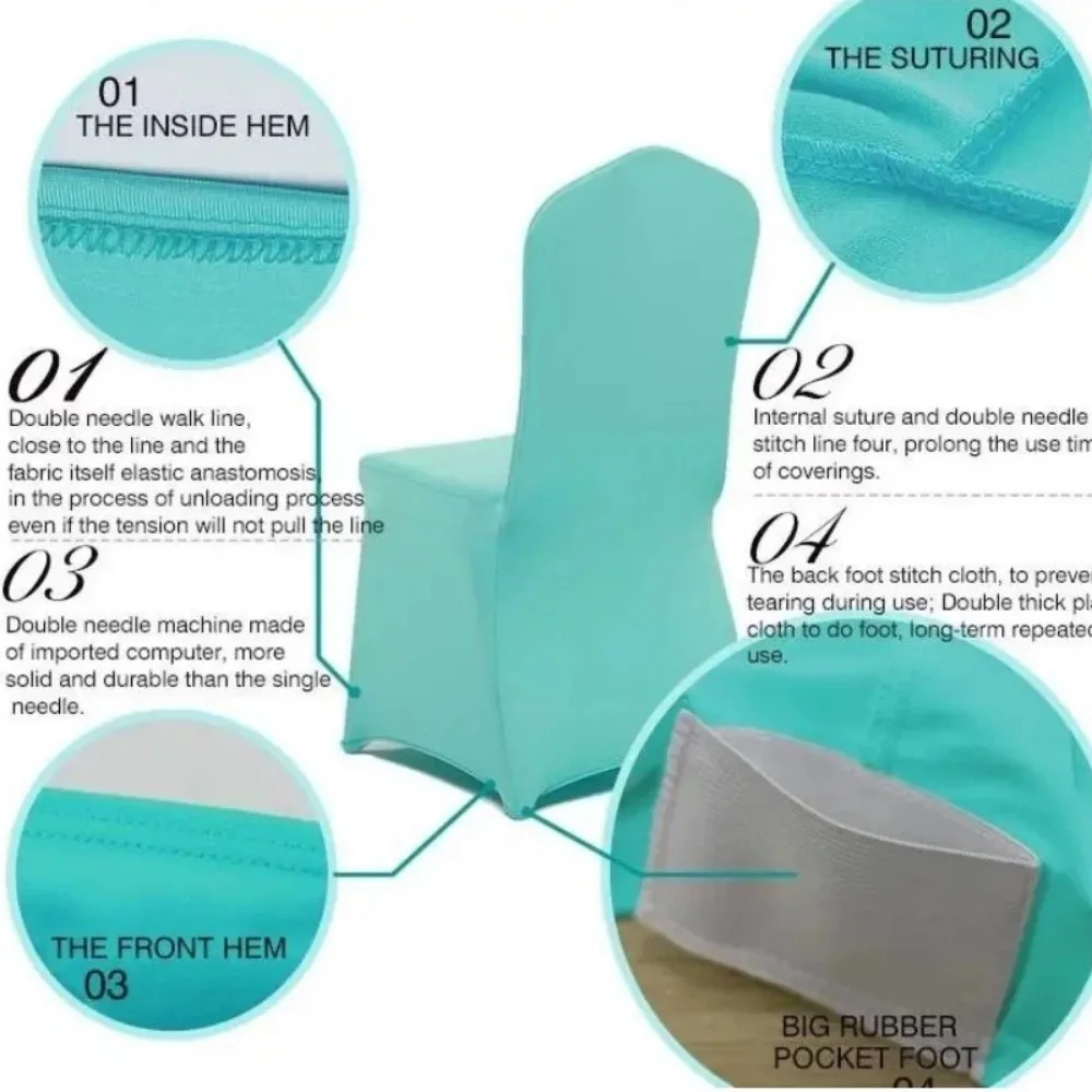 Universal Elastic Wedding Chair Covers Spandex Foot Pockets Stretch Slipcover Dust-proof Seat Cover Dining Party Celebration