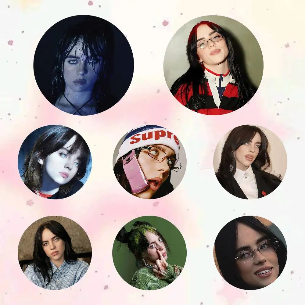 Singer Billie Eilish Round Brooch Brooches Cartoon Badge Pins Backpack Hat Accessories Friend Gift