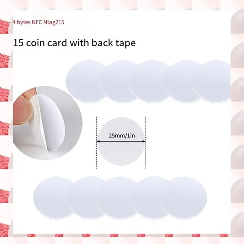 100 шт. 13,56 МГц NFC Ntag215 Монета для карт NTAG 215. Этикетка для карт диаметром 25 мм. Можно использовать для домашней работы Amiibo. Прочный, простой в установке.
