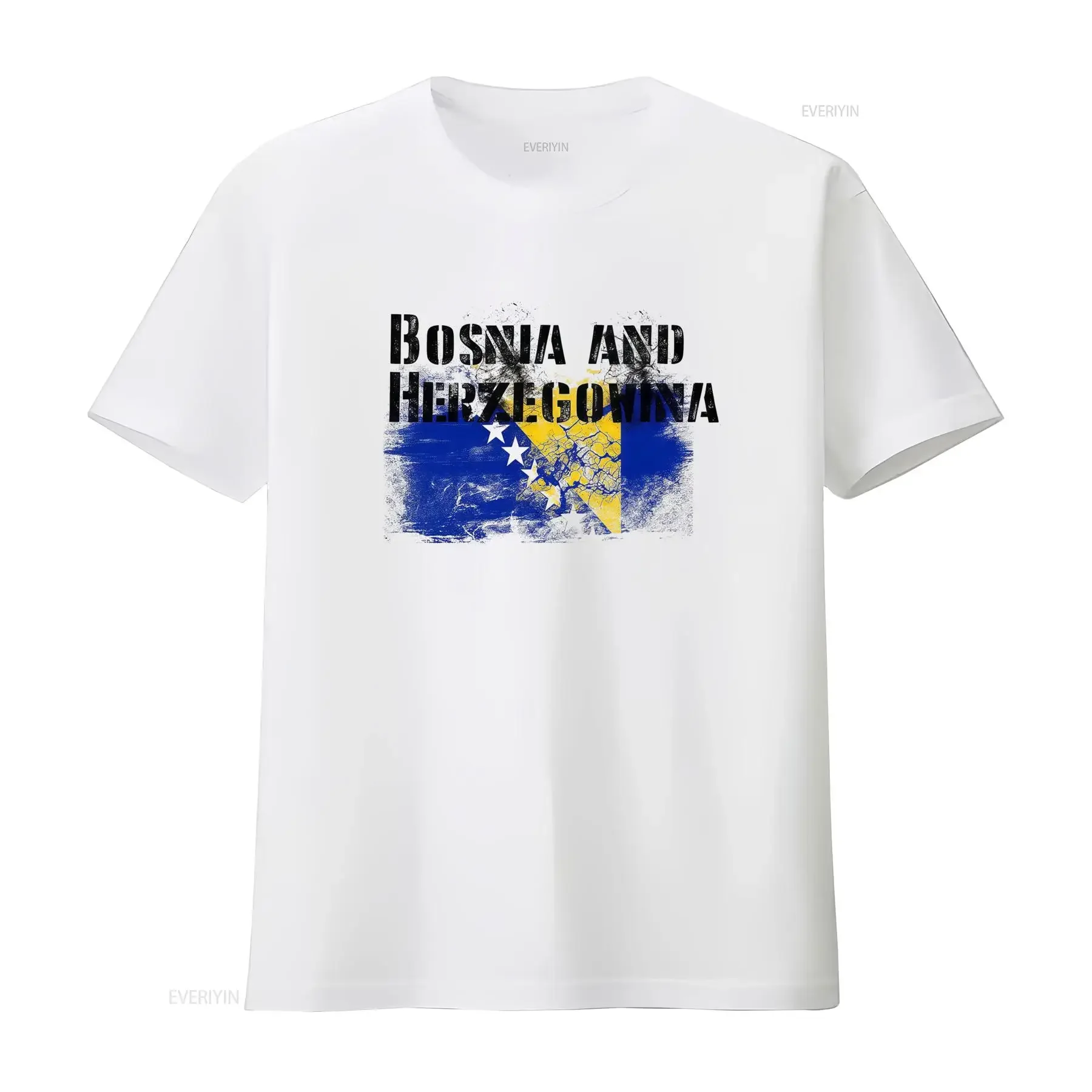 Bosnia Herzegovina Flag T Shirt Stylish with City Map and Major Ethnic Groups Design vintage Washed designer clothes
