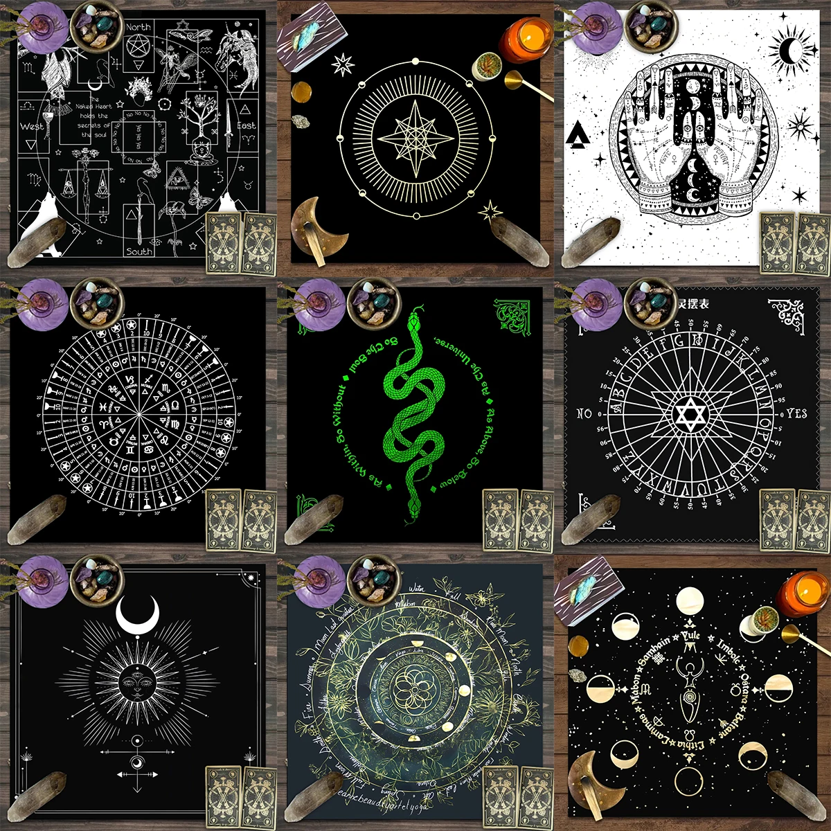 

1pc Tarot card tablecloth, witch magic astrology altar decoration tablecloth, card game card push decoration tablecloth