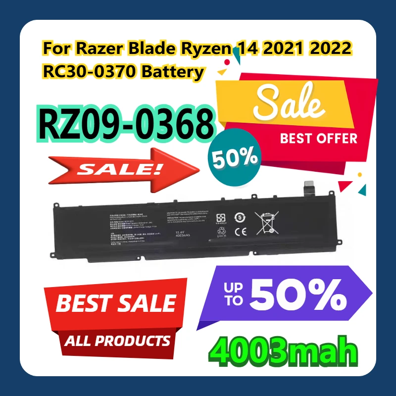 

Для Razer Blade Ryzen 14 2021 2022 RC30-0370 RZ09-0368 Аккумулятор