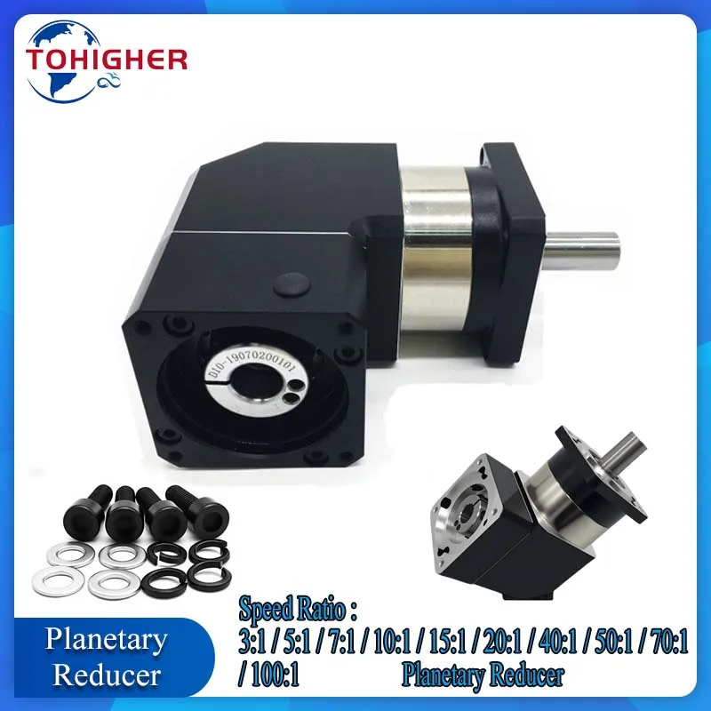 Планетарный редуктор с углом поворота 90 градусов, точность 10 дуговых минут, передаточное число 3:1~100:1, для серводвигателей Nema23/Nema34, 60/80/90/110/130 мм