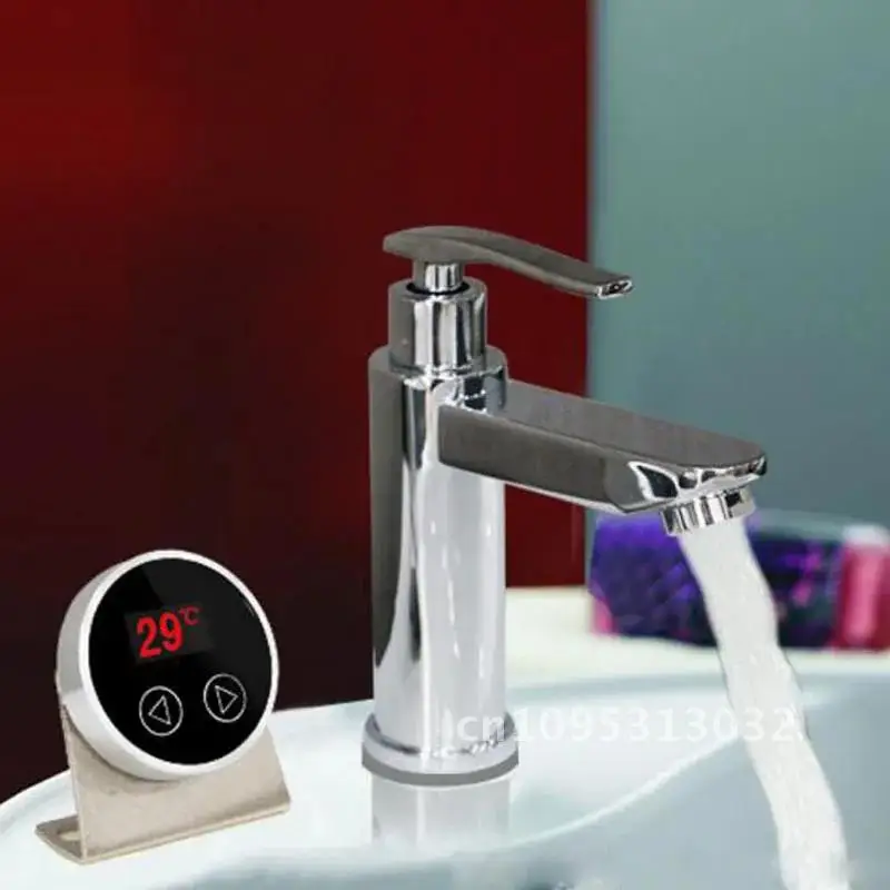 Thermostatic Bathroom Faucets Mixer Smart Touch Round Shower System Panel Taps Wall Temperature Display Key Mounted LCD Digital