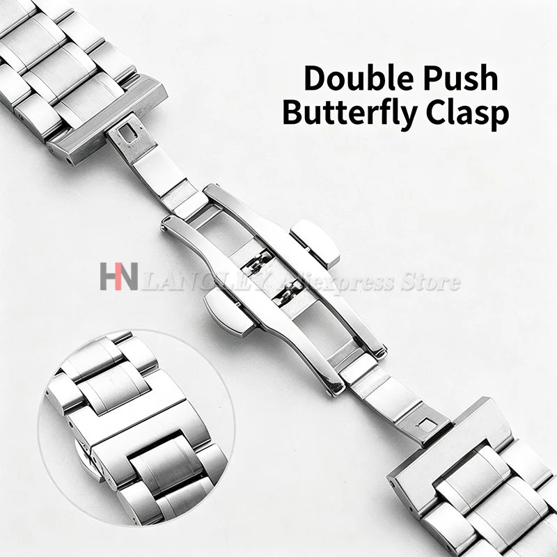12/13/14/15/16/17/18/19/20/21/22/23/24mm Gebogenes Ende Universelles Armband Massives Edelstahl-Uhrenarmband für Tissot Schmetterlingsverschluss – Detail 5