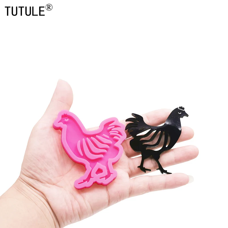 Shiny Chicken Silicone Mold Making With Epoxy Chicken Keychain Pendant Clay Accessories Silicone Mould Fondant Chocolate Molds