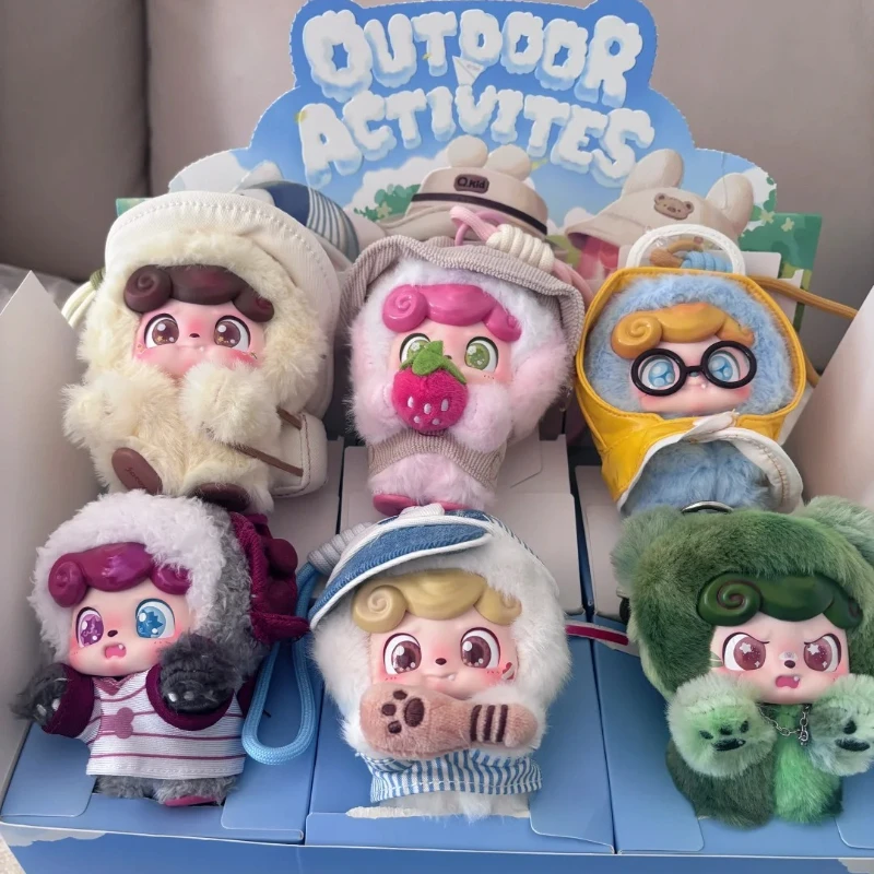 Q Kid Outdoor-Aktivitäten Serie Blind Box Spielzeug Vinyl Gesicht Puppe Kawaii Anime Mystery Figur Tasche Plüsch Anhänger Dekor Überraschung Geschenk