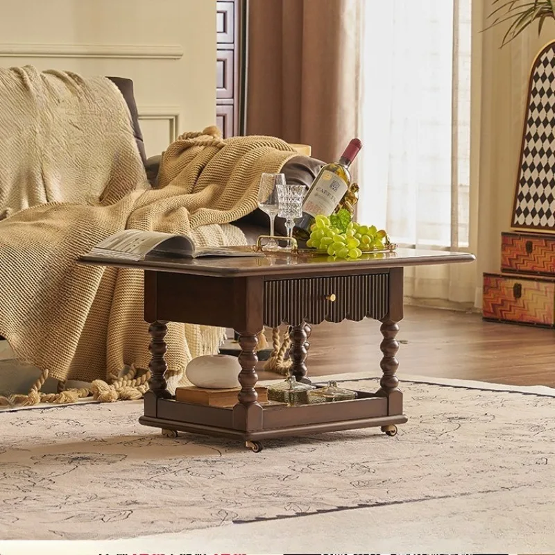 

retro solid wood coffee table living room household small apartment tea table modern simple removable side table furniture
