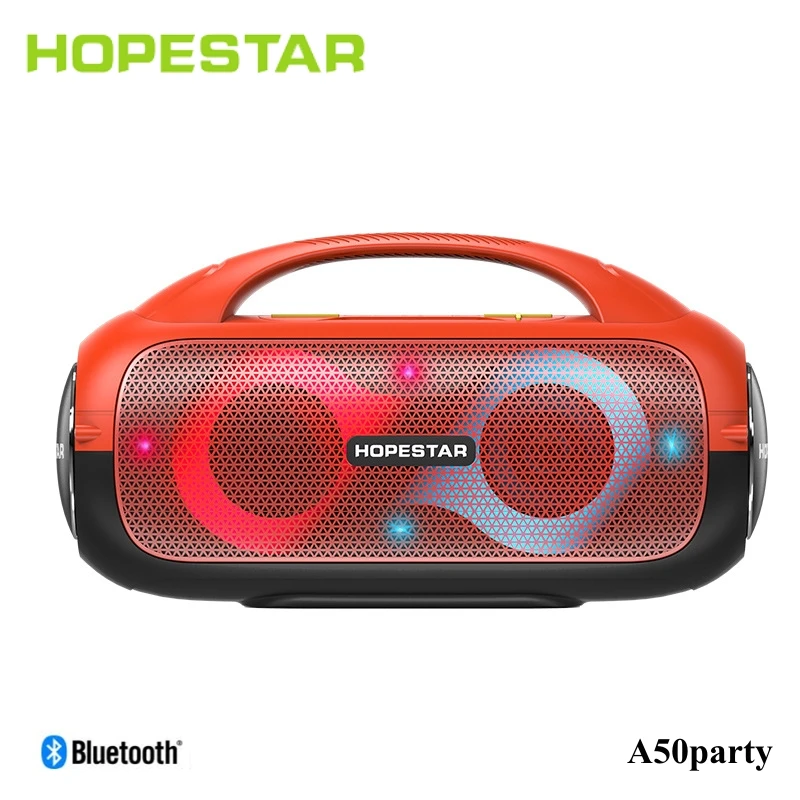 HOPESTAR A50 High-Power Wireless Bluetooth Speaker 80W Vehicle Subwoofer RGB Color Atmosphere Light Outdoor Portable Speaker