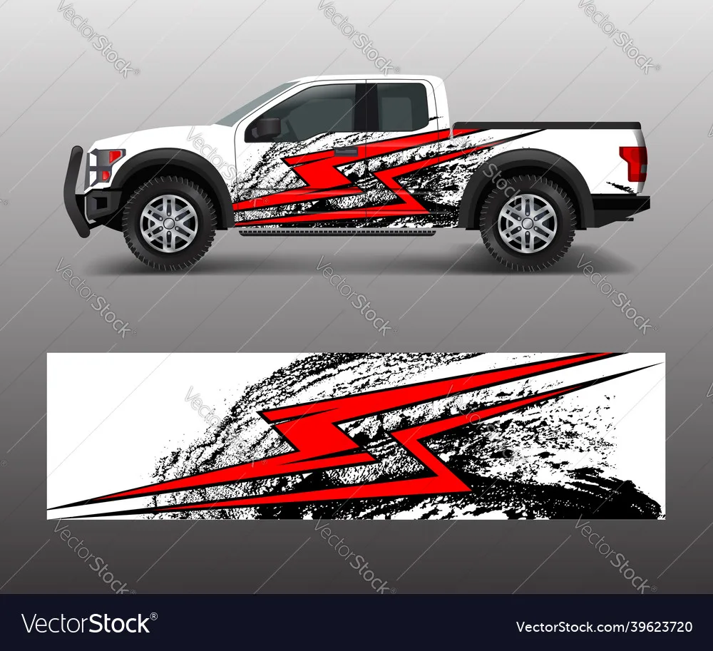 Purple Pickup Car Decal Car Full Wrap Sticker Decorative Cut Body Racing Graphic Decal Vinyl Wrap Modern Design Red Retro