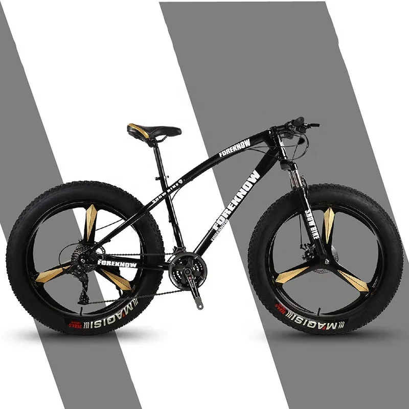 Snow Mtb Bike Three Blade Wheel Fat Tire Bicycle 24/26 Inch 21/24/27/30 Speed Shock Absorber Disc Brake Mountain Bike Outdoor