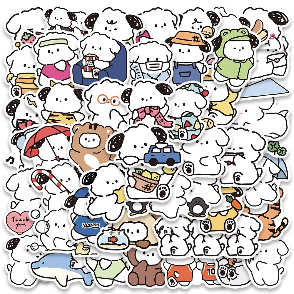 50Pcs Korean Lovely Healing System Dog Stickers Hand Account Phone Case Trolley Box Waterproof Adhesive stickers Gift Toys