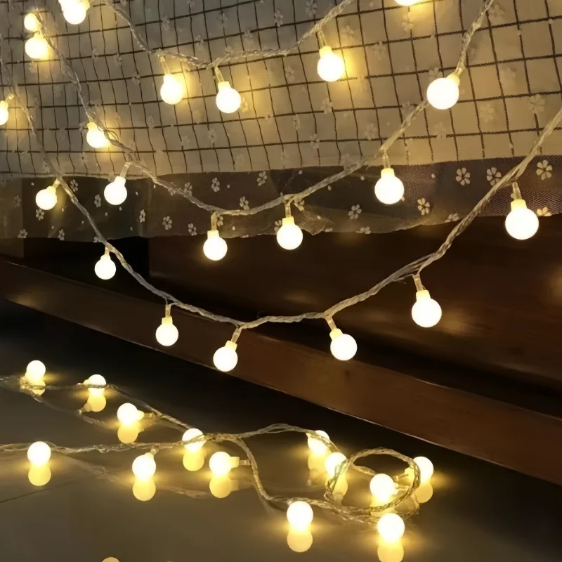 

Eu Plug Fairy Power Ball LED Garland Lights Small Ball Fairy Lights Globe String Lights for Bedroom Wedding Camping Tent Decor