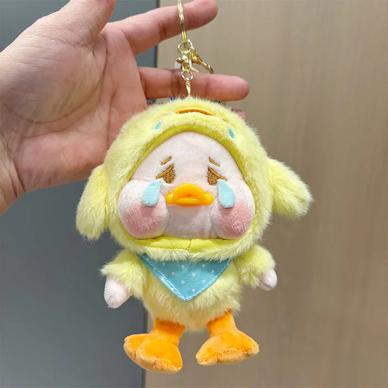 Cartoon huilende eend pluche pop sleutelhanger zacht speelgoed hanger creatief cadeau