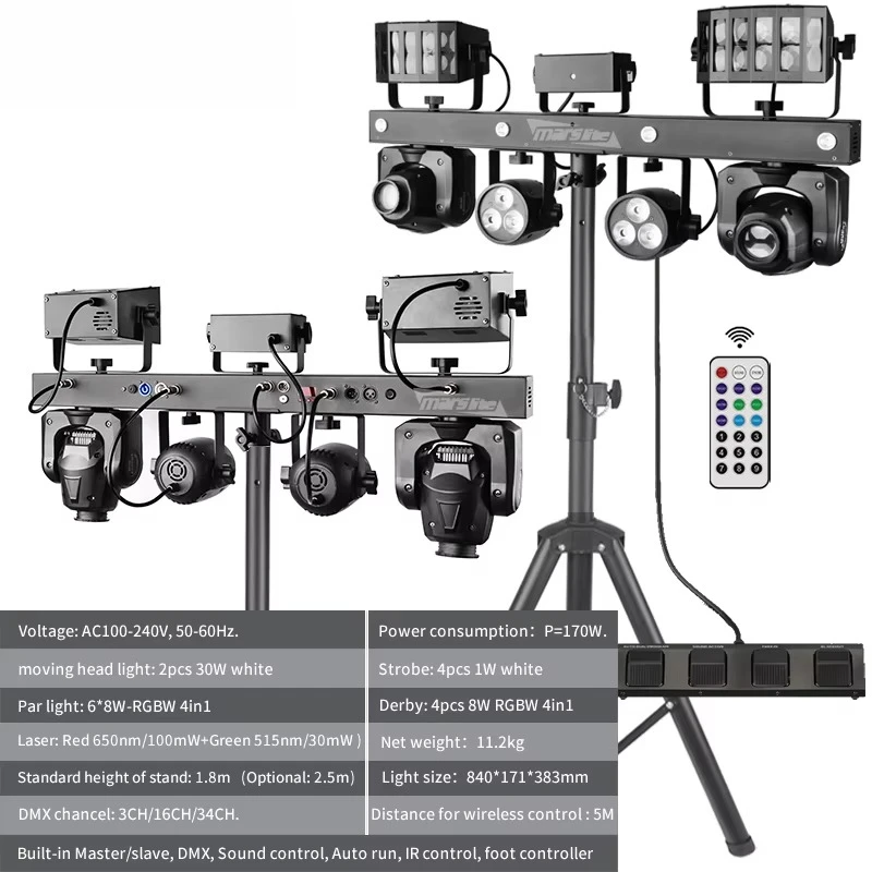 Portable Dj Set Party Disco Luces Led Dj Equipment Gig Led Bar Pro Move Luces Discoteca Stage Dj Lighting System with Stand