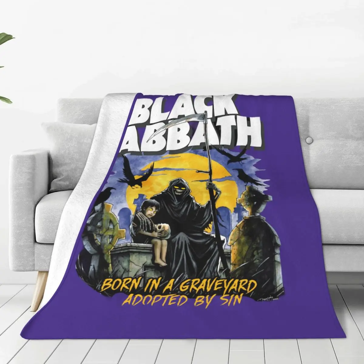 Black Sabbathe Rock Knitted Blanket Fleece Heavy Metal Black Soft Throw Blanket for Bed Bedroom Quilt