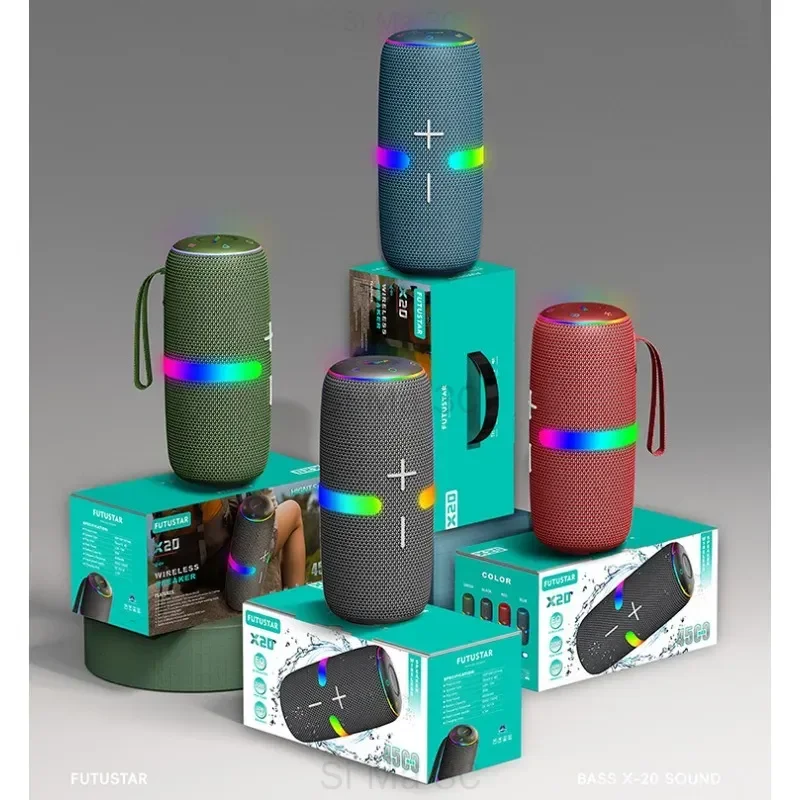 30W กล่องซูเปอร์เบสบูม RGB ลำโพงบลูทูธกันน้ำแบบพกพาเสียงรอบทิศทาง TWS ความถี่เต็มความถี่ทวีตเตอร์ลำโพงบลูทูธ TF