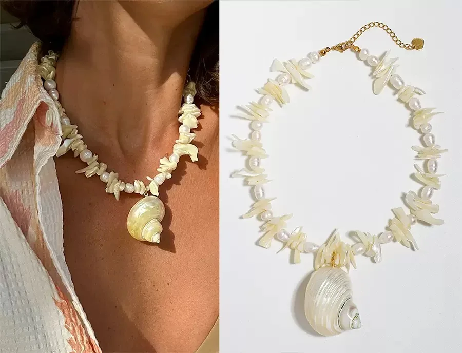 2025 جديد شل الشاطئ قلادة المرأة الإكسسوارات المرجان محارة الخرزة مجوهرات سحر ارتداء اليومي هدية عيد فتاة باردة بوهيم #5