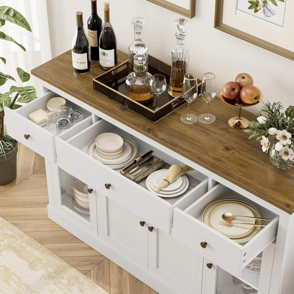 Credenza mobile Buffet con contenitore, ante in vetro per armadietto da cucina a Buffet, armadio moderno per Bar in fattoria