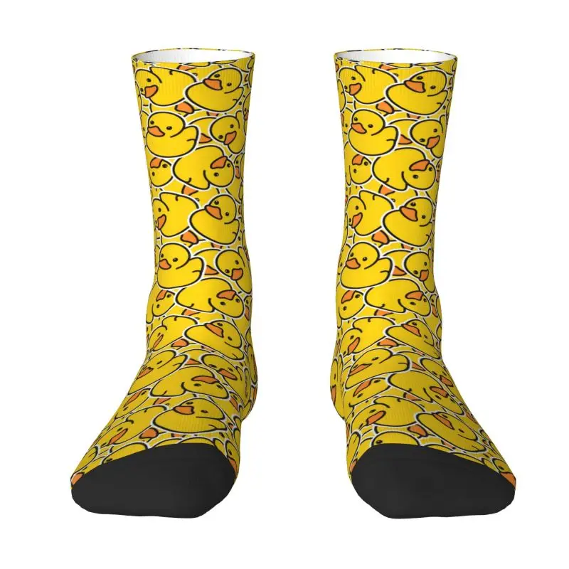 Custom Rubber Duck Bathing Cartoon Pattern Dress Socks Men Women Warm Fashion Novelty Crew Socks