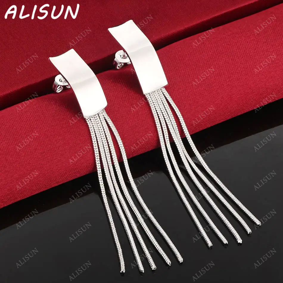 

ALISUN 925 Sterling Silver Tassel Earrings Drop Earrings Anniversary Gift Popular Wild Fashion Romantic Jewelry