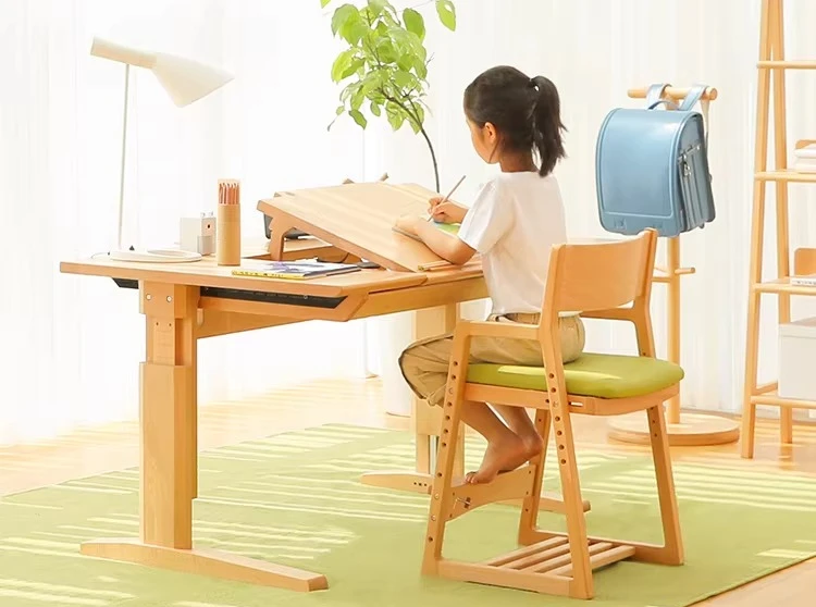 

Primary school students desk can lift the table solid wood writing table household