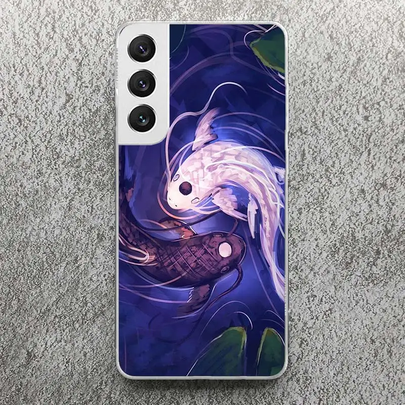 Japan Koi Fish Yin Yang Art Print Soft Case for Samsung Galaxy Note 8 9 10 + 20 Ultra M21 M30S M32 M51 Phone Shell J4 J6 Plus J8