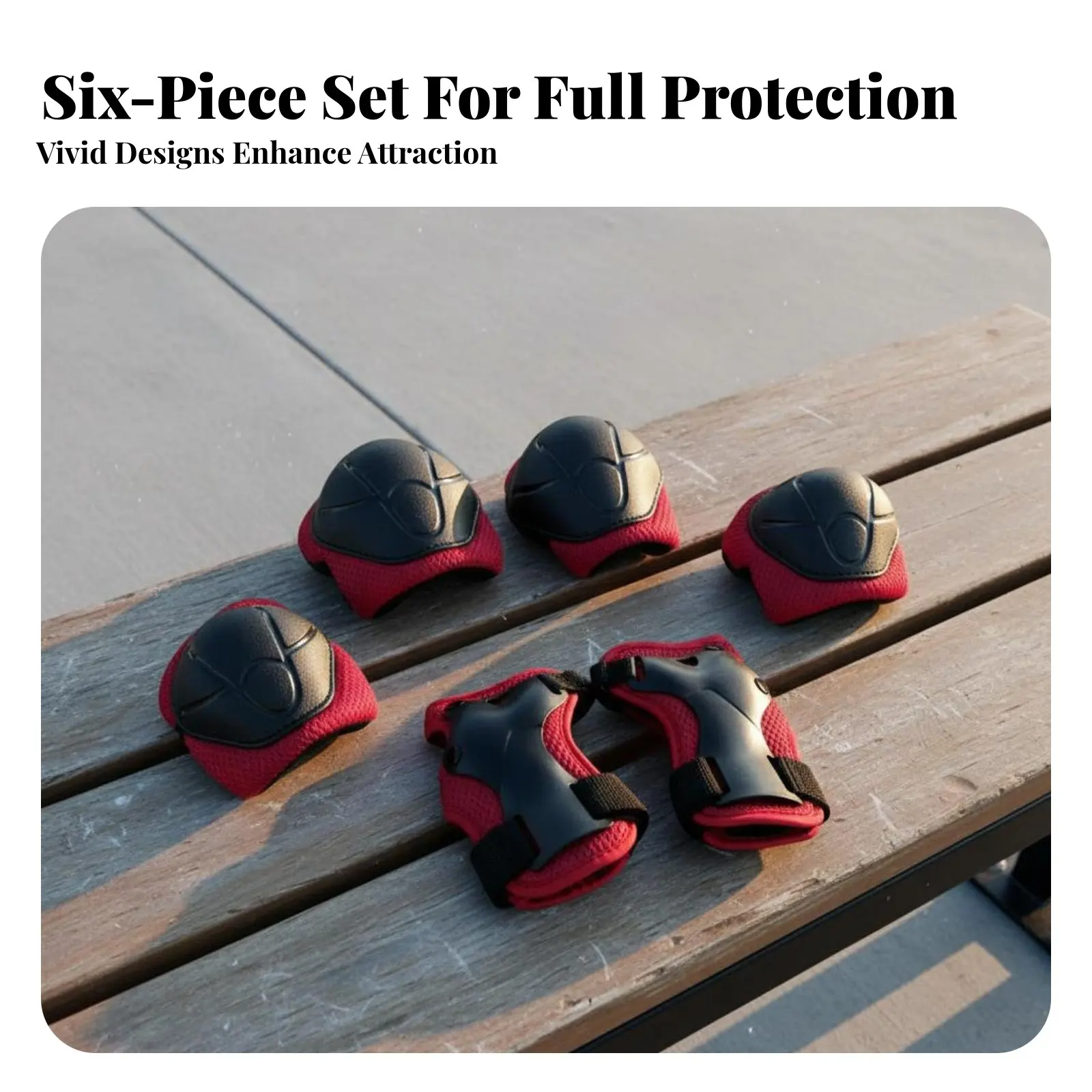 6 Pieces Child S Knee Elbow Wrist Guards Set Anti-Fall Protection 6 Piece Safety Gear Set Childrens Rollerblading Pads view 3