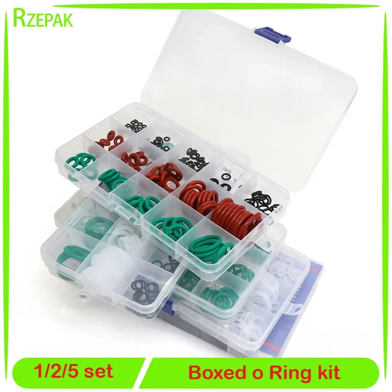 

Boxed O Ring Set VMQ NBR FKM High Quality Red/Black/Green For Car Gasket Rubber Washer Seals Assortment O-Ring Seals Kit