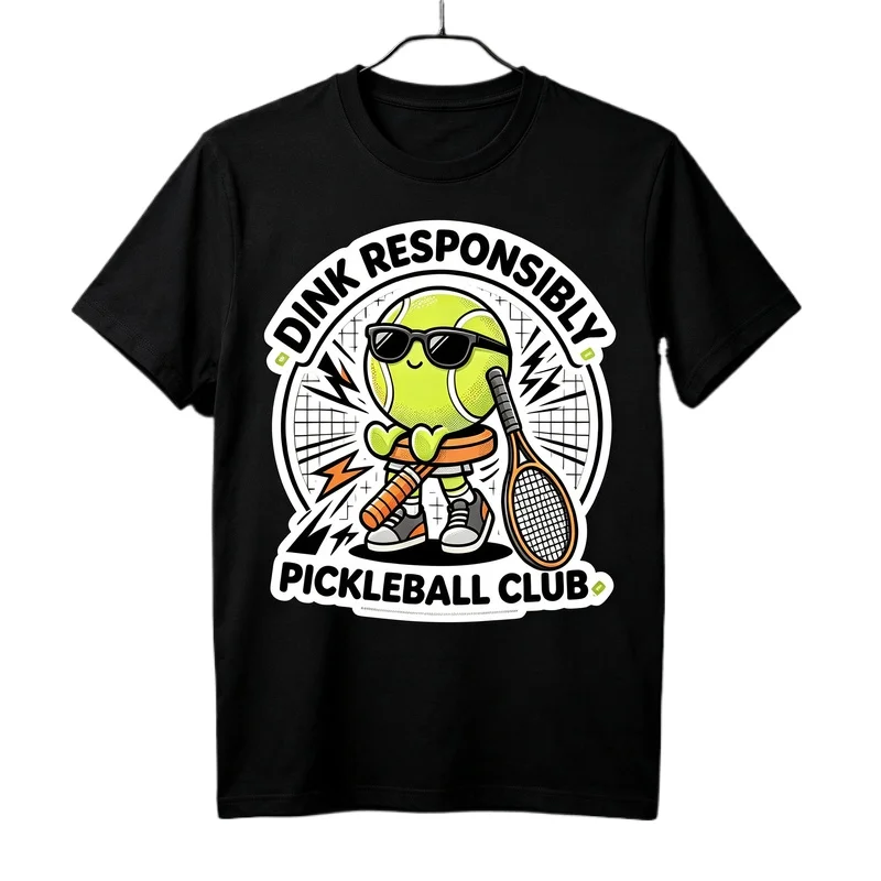 Pickleball T-Shirt Dink Responsibly Pickleball Club Funny Vintage Retro Graphic Tee for Men Women Players Casual Streetwear Gift