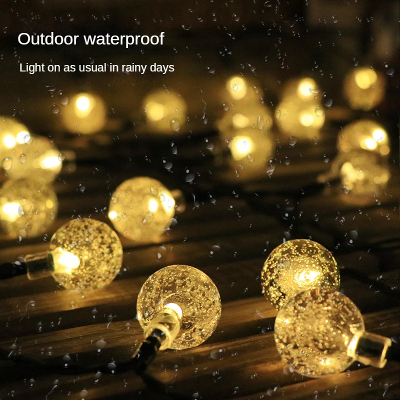 

2022 Outdoor Solar String Lights 200 Led Crystal Globe Lights with 8 Modes Waterproof Fairy Lamp for Garden Wedding Party Decor