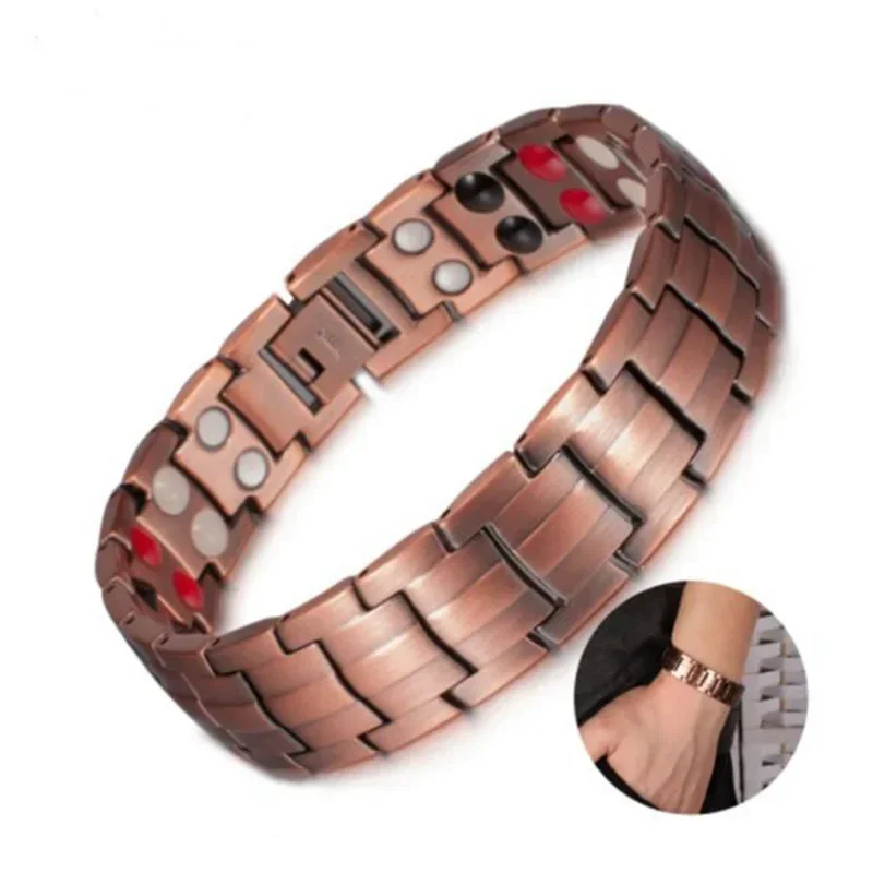 Men\'s Arthritis Pain Relief Rehabilitation Health Copper Color Magnetic Bracelet Bioenergy Blood Pressure Bracelet Health Bracel