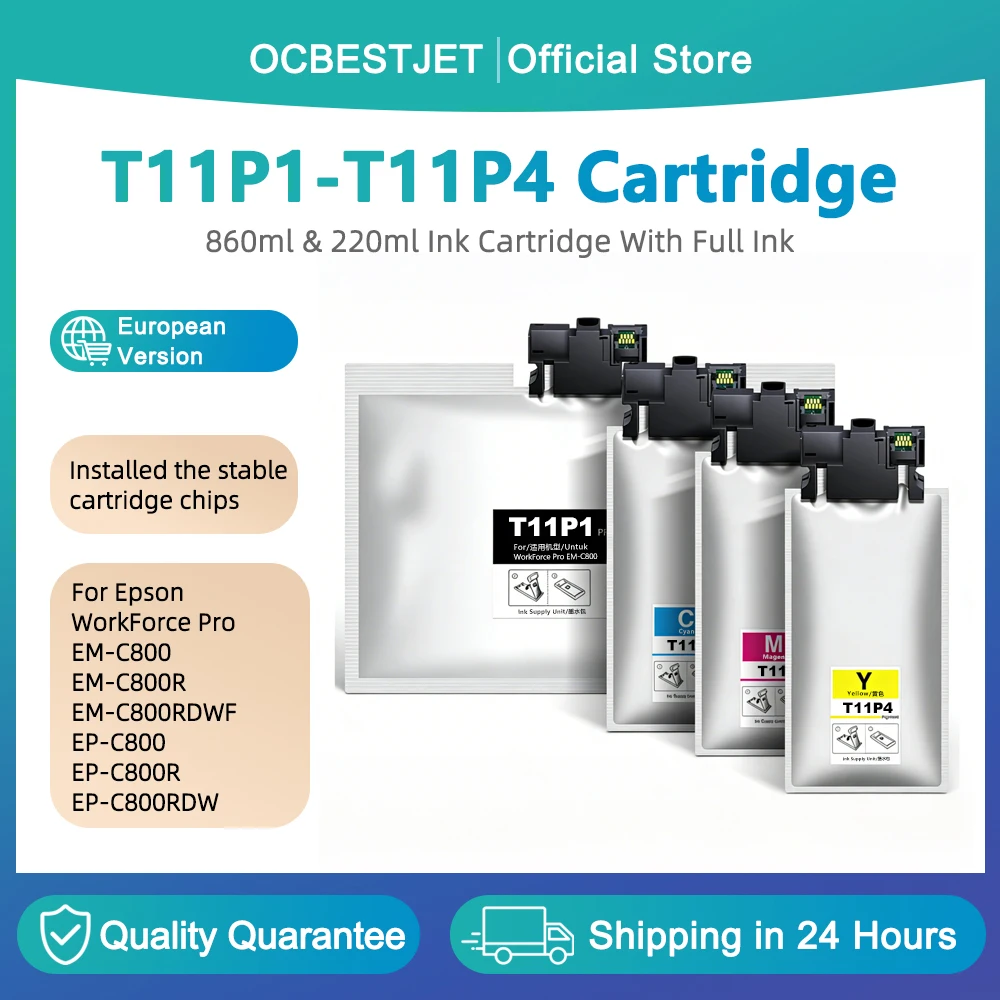 

T11P1 T11P2 T11P3 T11P4 Replacement Ink Bag For Epson WorkForce Pro EM-C800 EM-C800R EM-C800RDWF EP-C800 EP-C800R EP-C800RDW