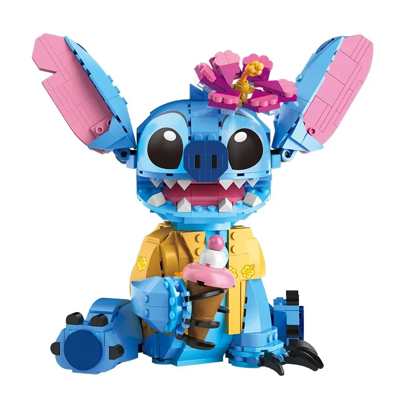 Disney Stitch Building Blocks Cartoon Cute Kids Puzzle Assemblaggio Giocattoli Mobilità dell'orecchio Ragazza Ragazzo Compleanno Regalo di Natale Giocattoli