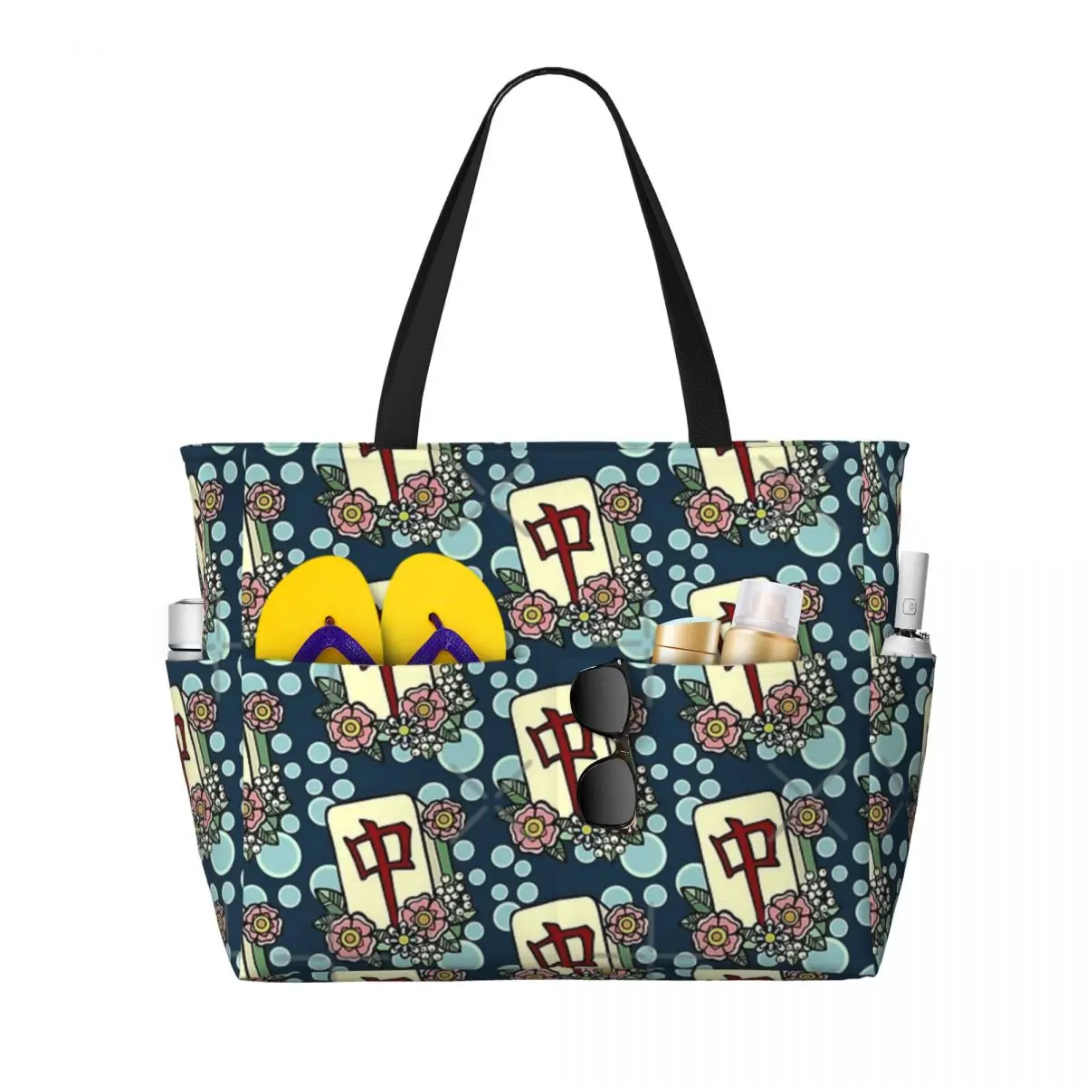 Mah Jong Beach Travel Bag, Tote Bag Retro Adult Sports Birthday Gift Multi-Style Pattern