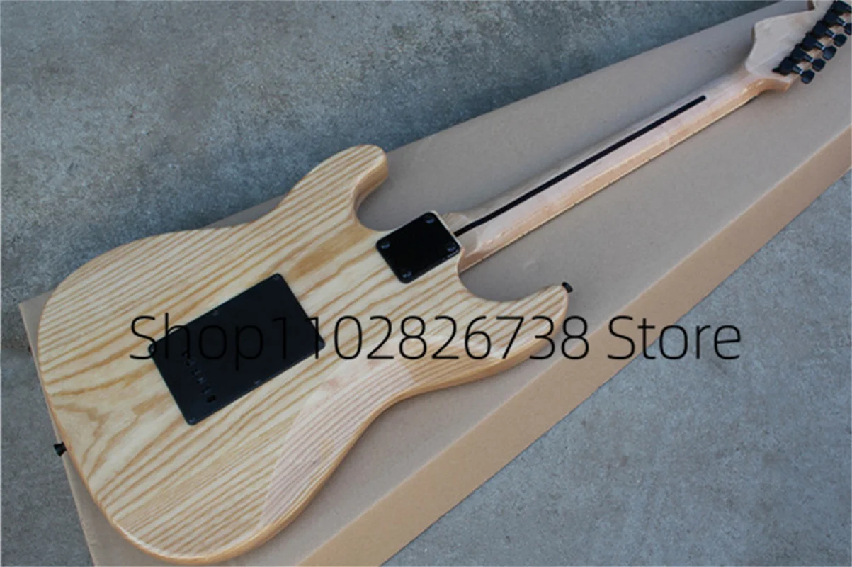 Classic Natural Electric Guitar Stra Guitar ASH Wood Body Tremolo Bridge Maple Neck 22 Frets  Fixed Bridge Factory Custom