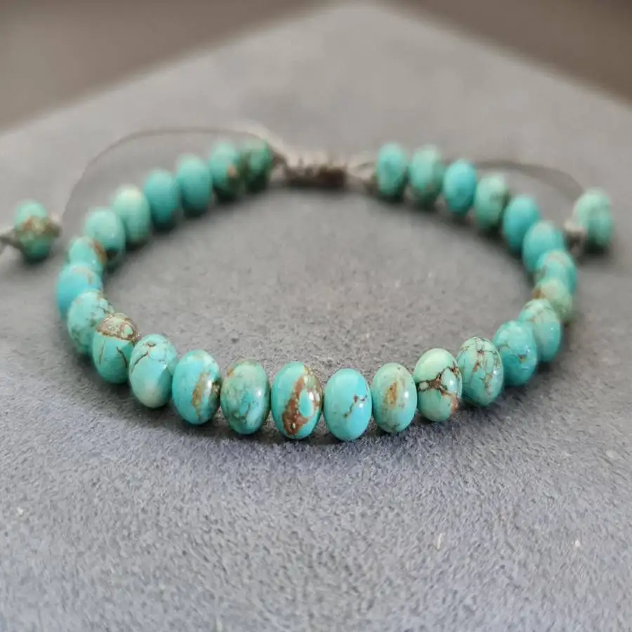 

Handmade natural Turquoise beads bracelet, men's cuff button bracelet, Ramadan prayer bead bracelet