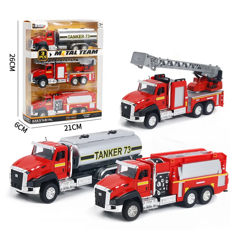 1:50 Legering Auto Brandweerwagen Model Stad Techniek Auto Model Geen Batterij Nodig Te Openen Deur Kinderspeelgoed Brandweerwagen