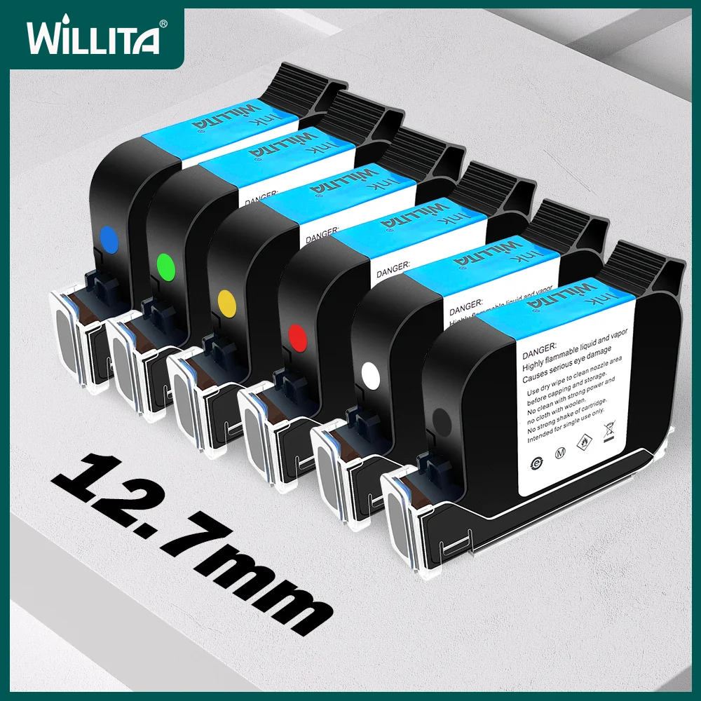 42ML12.7mm Eco Solvent Ink Cartridge White Yellow Red Blue Green Fast Dry For Unencrypted Thermal Handheld Printer Cartridges