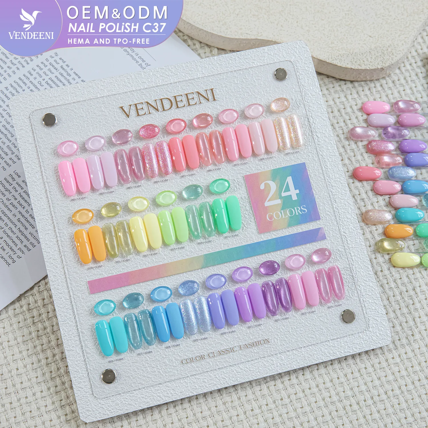 Eleanos Candy 24 Colors 15ml Gel Nail Polish Set With Card Semi Permanent Manicure Soak Off UV Gel 15ml Glitter Nail Gel Lacquer