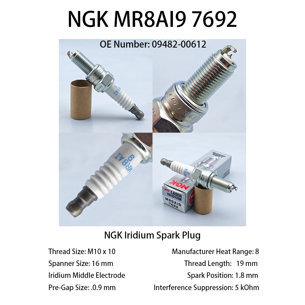 1pcs Original NGK Laser Iridium Spark Plug MR8AI9 7692 Suitable For ARCTIC CAT BearCat Z1 F1100 M1100 TZ1 XF1100 XF9000 ZR5000